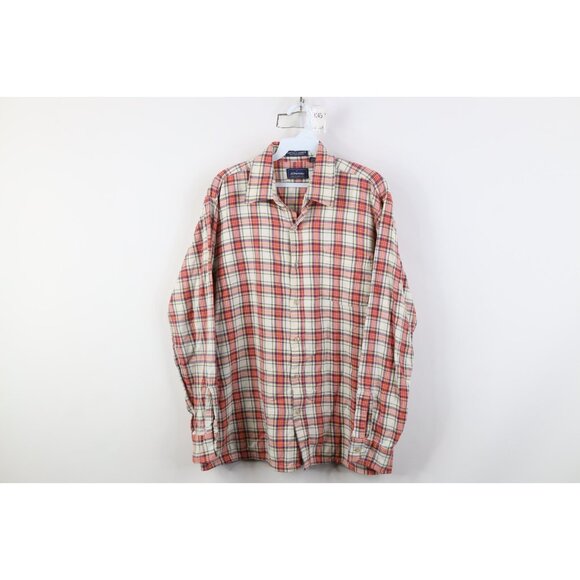 Vintage 70s Streetwear Mens Large Faded Flannel Collared Button Shirt Plaid - Picture 1 of 11